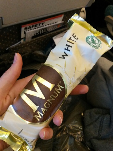 Purer Luxus - Eis essen im Flugzeug Eis im Flugzeug als Desert