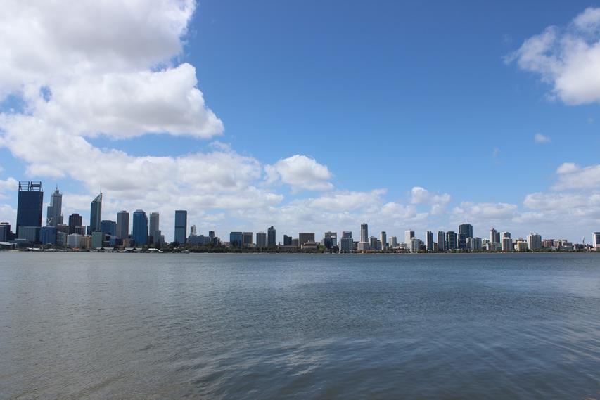 Skyline Perth Stadt in Australien
