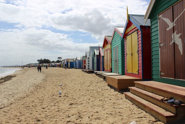 Kleine Häuser am Strand in St.Kilda