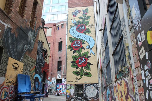 Graffiti in Melbourne Australien Backpacker Rucksack - Melbourne Schrift Graffiti Melbourne