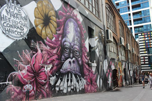 Graffiti in Melbourne Australien Backpacker Rucksack - Affe Graffiti Backpacker Rucksack Ausflug